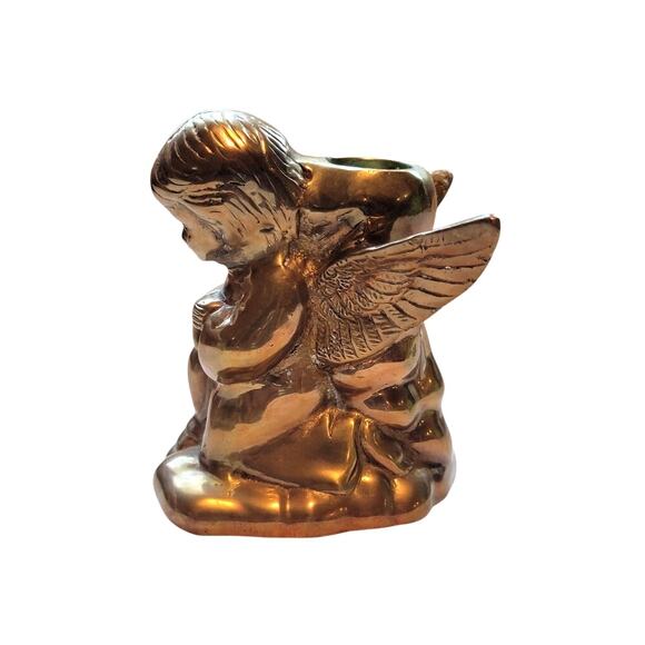 Vintage Praying Brass Angel Candleholder Mini Christmas Candle Decor - Picture 6 of 12